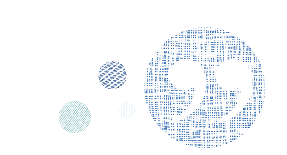 Blue, textured abstract circles with a white right-side quotation mark inside the biggest circle